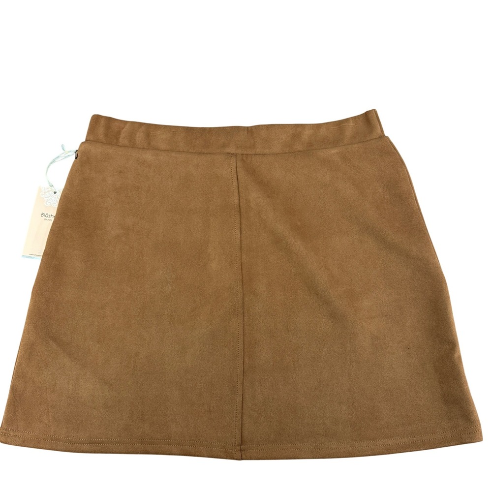 Blāshe Faux Suede Mini Skirt XL Brown A Line NWT Boho Festival Western Hippie - Picture 7 of 11